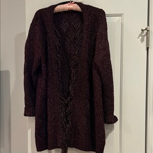Cozy Maroon Open-Front Sweater